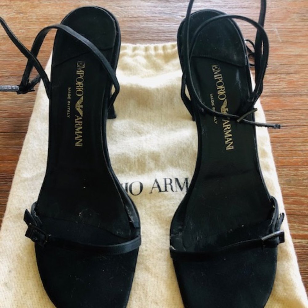 Emporio Armani Black Strappy Stiletto Heels